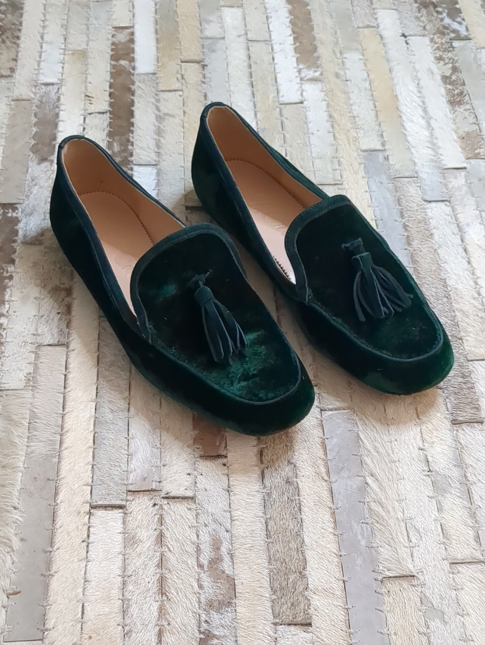 J.Crew Women's 9.5 Marie Emerald Green Velvet Tassel Loafers